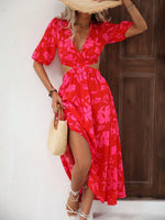 Abito trapezio scollo profondo con cut out sulla vita