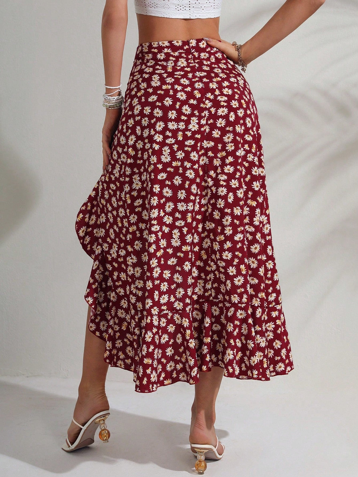 Gonne con stampa floreale con volant