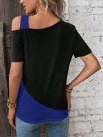 Maglietta Con Collo Asimmetrico A Spacco Stampa Leopardata