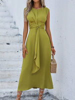 Abito senza maniche in tinta unita alla moda da donna