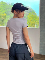 T-shirt A Maniche Corte Con Pieghe Aderente