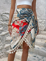 Gonne stampa paisley con nappa contorto nodo laterale