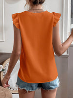 Camicetta con bordo di pizzo manica ad aletta