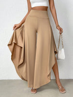 Pantaloni a gamba larga vita alta orlo asimmetrico