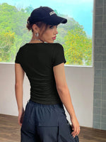 T-shirt A Maniche Corte Con Pieghe Aderente