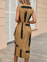 Abiti con stampa pennellate con bordo a volant contorto nodo laterale