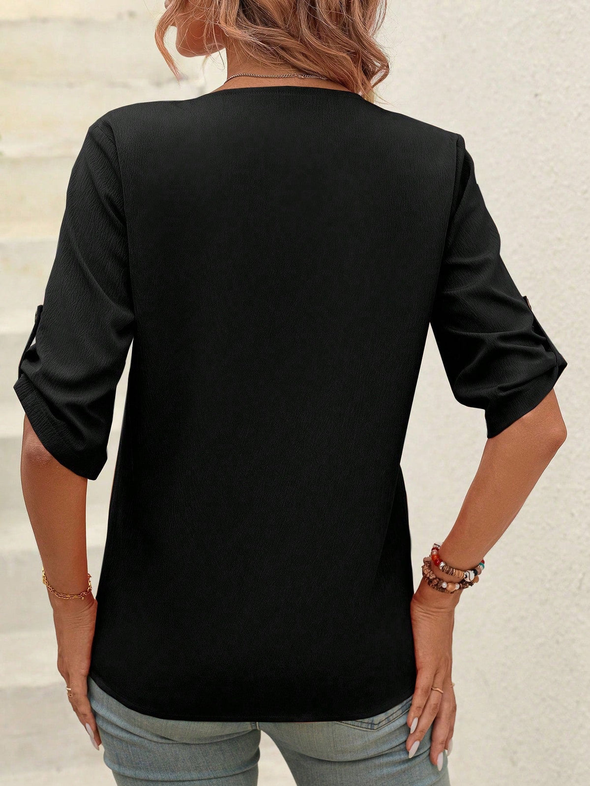 Camicetta stampato all over manica arrotolata