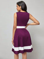 Abito trapezio color block