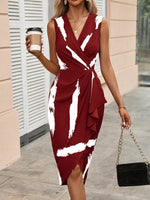 Abiti con stampa pennellate con bordo a volant contorto nodo laterale