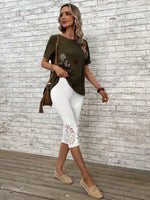 Leggings inserto in pizzo guipure capri