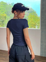 T-shirt A Maniche Corte Con Pieghe Aderente