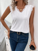 Maglietta pizzo a contrasto con orlo smerlato schiffy