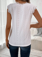 Maglietta pizzo a contrasto con orlo smerlato schiffy