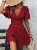 Abiti manica a farfalla vita arricciata