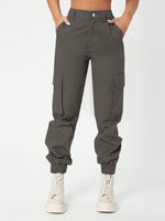 Pantaloni vita alta tasca laterale con patta