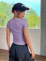 T-shirt A Maniche Corte Con Pieghe Aderente