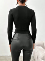 Maglietta Slim Fit Da Donna Con Colletto A Stantuffo E Patchwork In Maglia