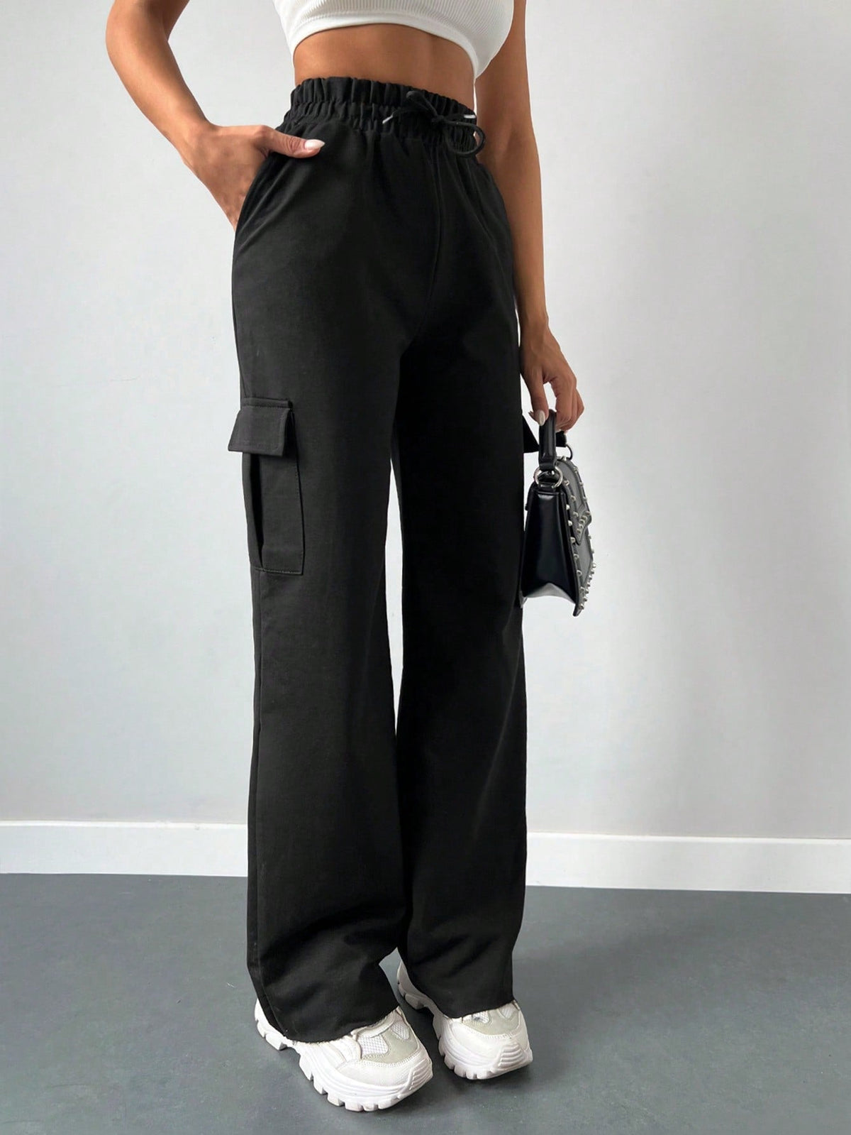 Pantaloni cargo tasca laterale con patta