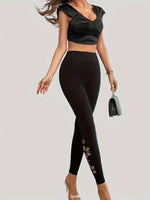 Leggings Skinny A Vita Alta, Leggings Elasticizzati Casual Per Tutti I Giorni