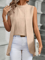 Blusa Da Donna Senza Maniche Con Colletto Alto E Orlo Asimmetrico