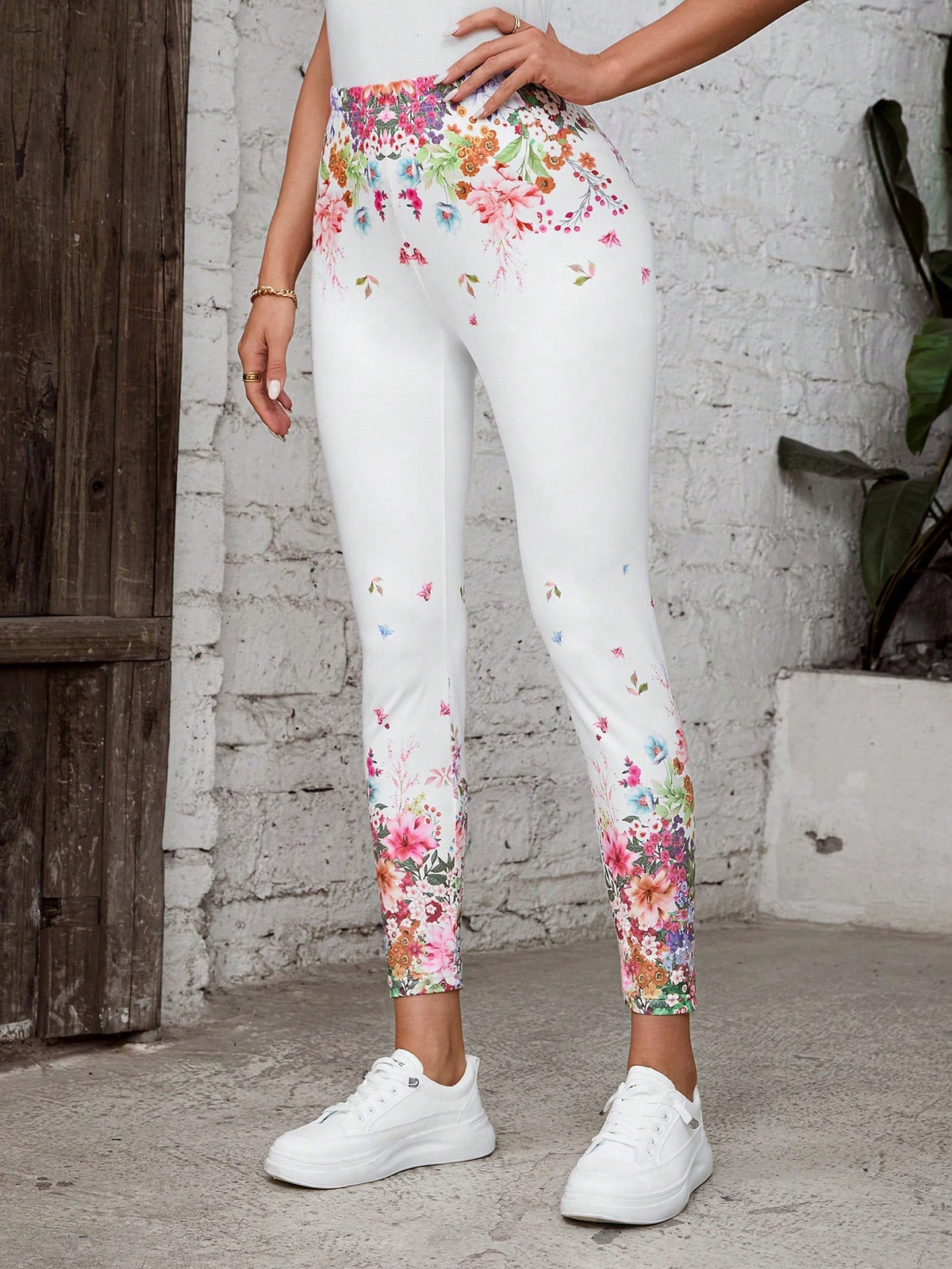 Leggings A Stampa Floreale Per Donna