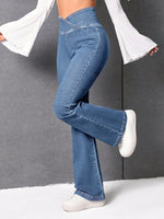 Jeans Da Donna Con Gamba Svasata A Vita Sovrapposta Estiva