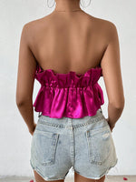 Top sbarazzino senza spalline semplice e di tutti i giorni dal colore unito per donna