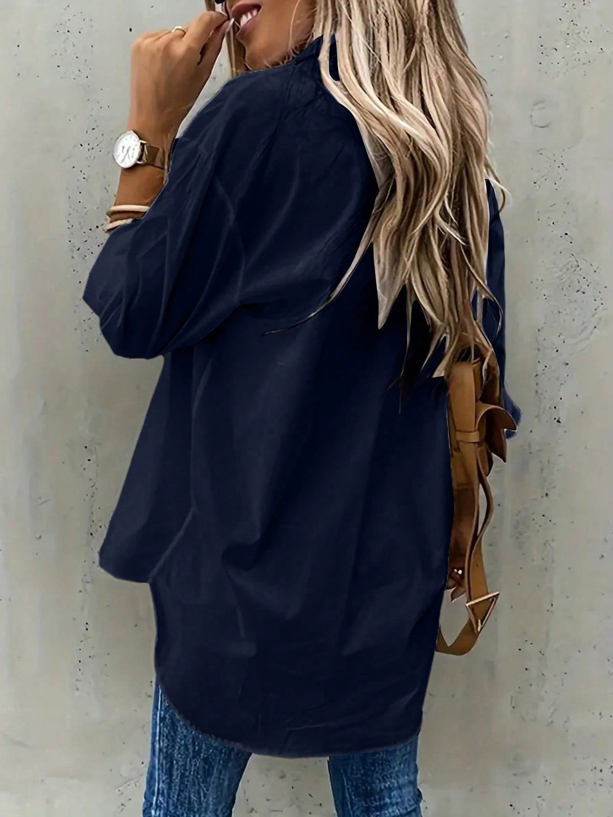 Camicia Casual Tinta Unita Da Donna