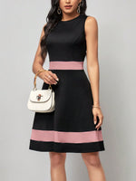 Abito trapezio color block