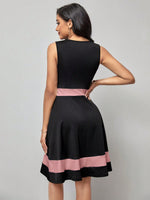 Abito trapezio color block