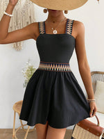 Salopette In Patchwork Geometrico Jacquard Con Fascia Elastica In Vita