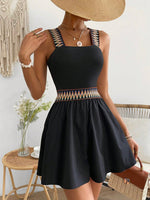 Salopette In Patchwork Geometrico Jacquard Con Fascia Elastica In Vita