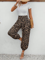 Pantaloni A Vita Alta A Carota Da Donna Con Tasche Nascoste E Pantaloni A Sigaretta Con Stampa Leopardo