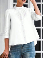 Camicetta Elegante Con Colletto a Stantuffo Per Le Donne Con Colore Solido