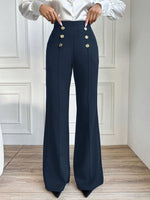 Pantaloni A Zampa Con Doppio Petto E Bottoni Decorativi