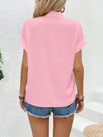 Camicia A Maniche A Pipistrello Con Colletto A Spacchi E Colore Unito