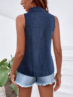 Camicia senza maniche casual da vacanza con colletto e bottoni