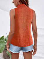 Camicia senza maniche casual da vacanza con colletto e bottoni