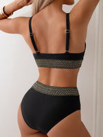 Bikini A Banda Intrecciata A Onde A Remplage Top e Slip Patchwork Suit