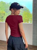 T-shirt A Maniche Corte Con Pieghe Aderente