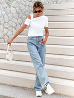 T-shirt Ampia Con Scollo Asimmetrico