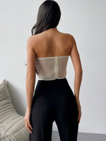 Top senza spalline alla moda con pieghe, colore solido, per donne