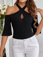 Maglietta slim fit a spalle scoperte per donne adatta per le vacanze