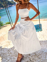 Top Ricamato Traforato & Gonna Lunga 2 Pezzi