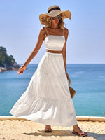 Top Ricamato Traforato & Gonna Lunga 2 Pezzi