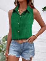 Camicia senza maniche casual da vacanza con colletto e bottoni