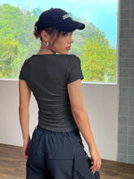 T-shirt A Maniche Corte Con Pieghe Aderente