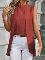 Blusa Da Donna Senza Maniche Con Colletto Alto E Orlo Asimmetrico