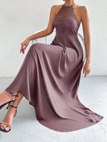 Vestito Da Donna A Spalle Scoperte Con Scollo A V, Abito A Tinta Unita Con Taglio A Vuoto Sul Petto