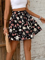 Gonna Stampa Floreale Con Fiocco In Vita